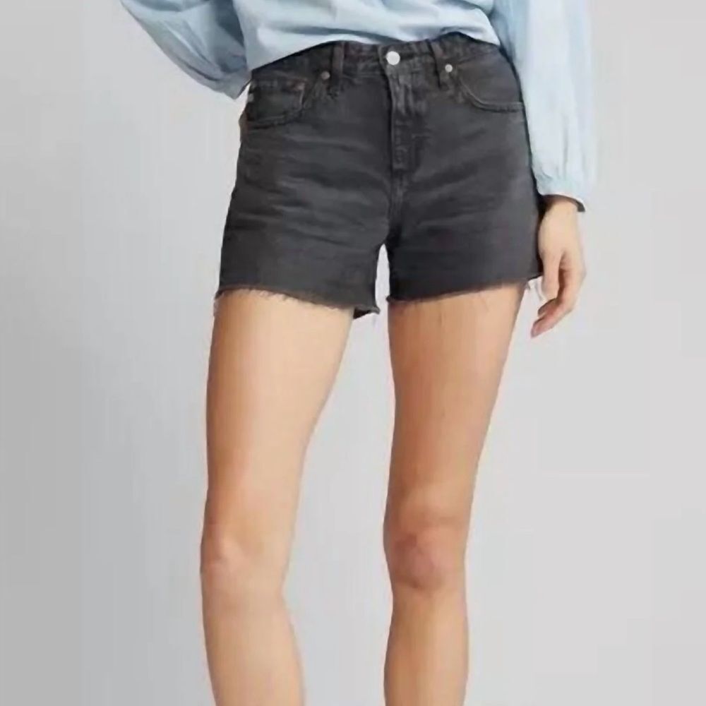 AG Hailey Cut-Off Ex Boyfriend Raw Hem Short In Black-NN11